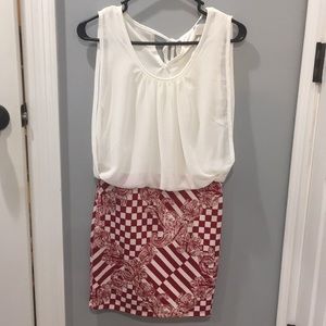 Vizio Maroon and White Dress